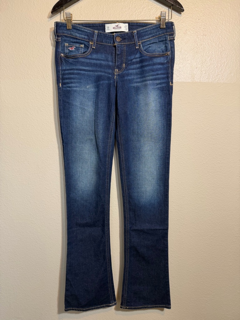 Hollister low-rise dark wash bootcut jeans 5R 27x33 hip huggers